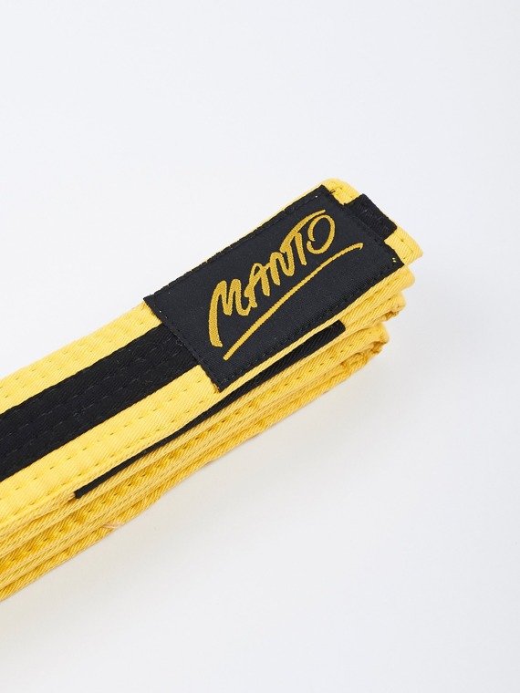MANTO kids belt BJJ TAG yellow with black stripe