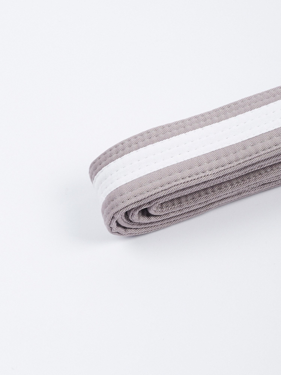 MANTO pas do BJJ dla dzieci TAG szary z białą belką