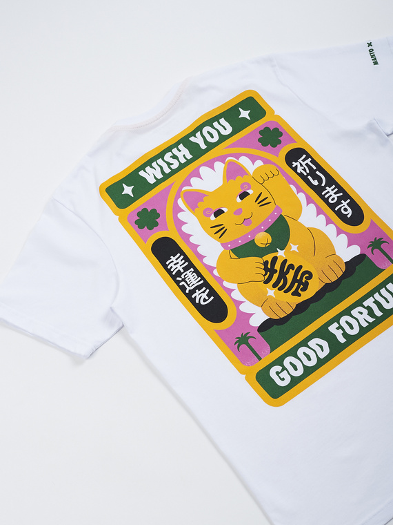 MANTO t-shirt LUCKY CAT biały 